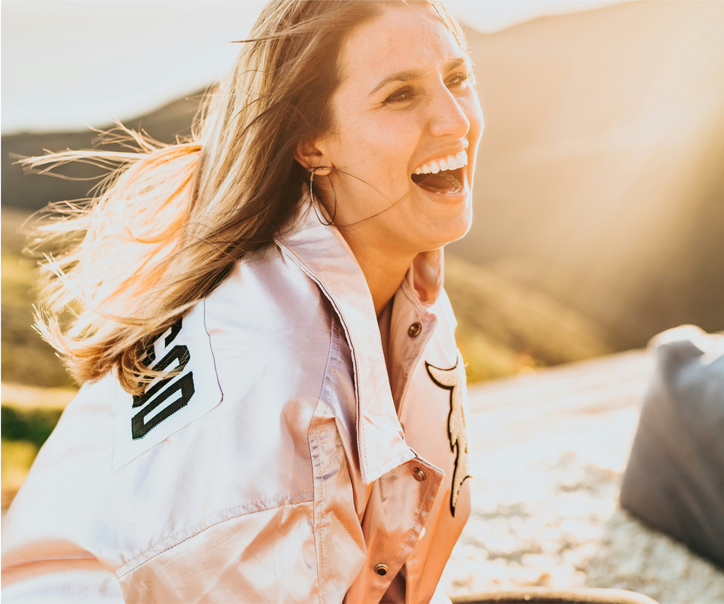Happy blonde woman